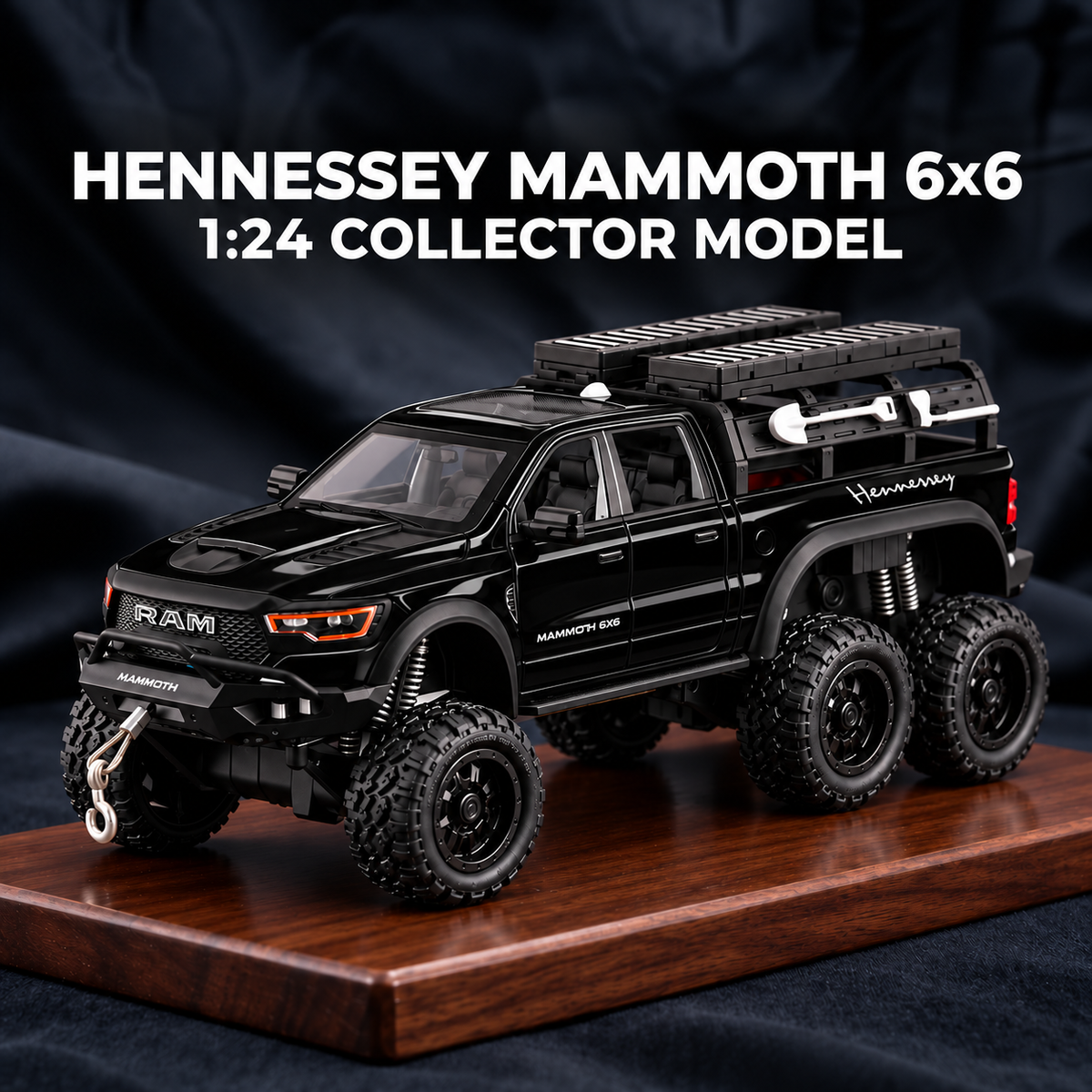 Dodge Ram Hennessey Mammoth 6x6 1:24 die-cast in black