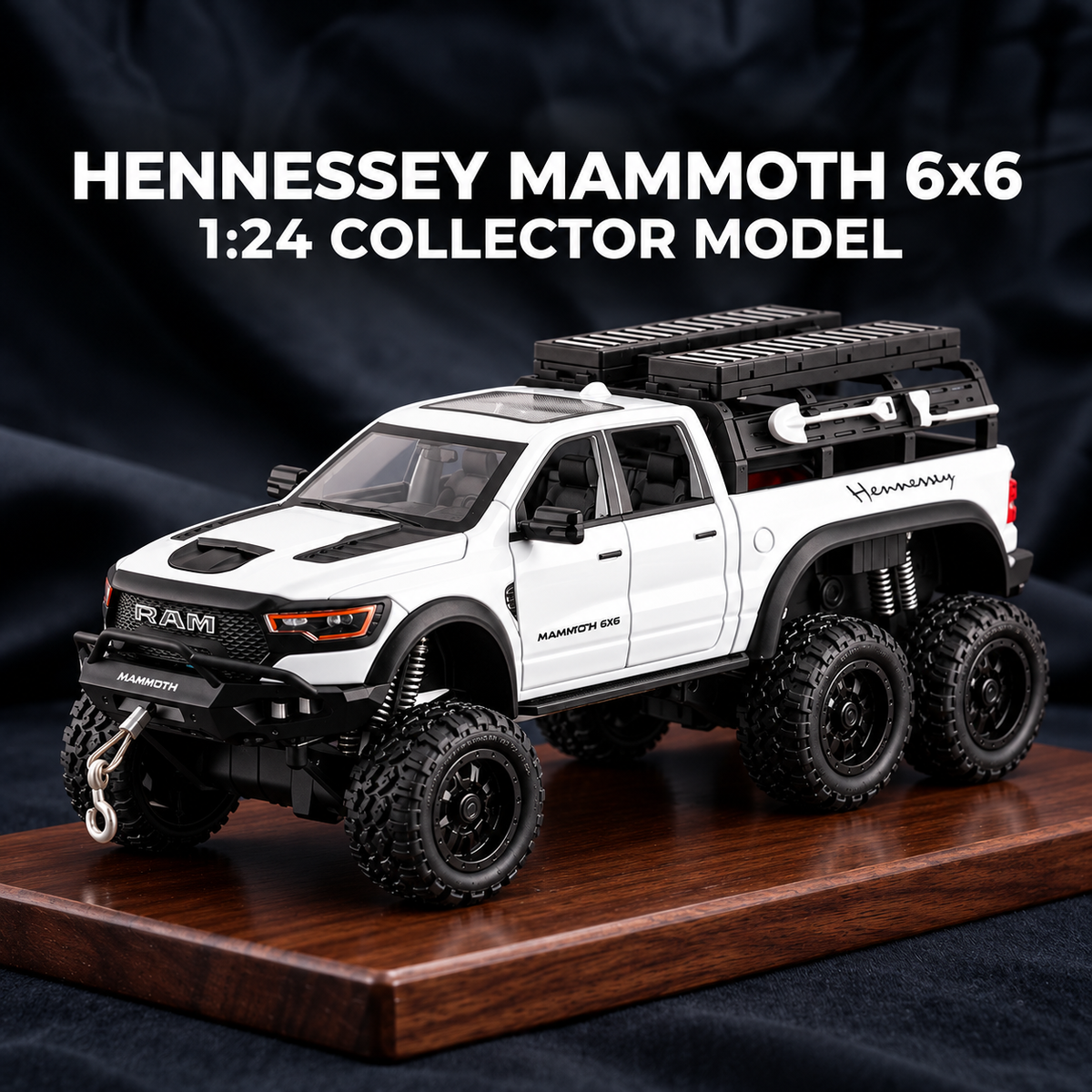 Dodge Ram Hennessey Mammoth 6x6 1:24 die-cast in white