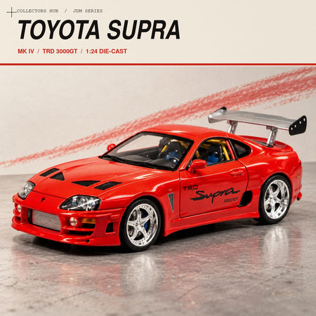 Toyota Supra MK4 1:24 die-cast model in red, front view