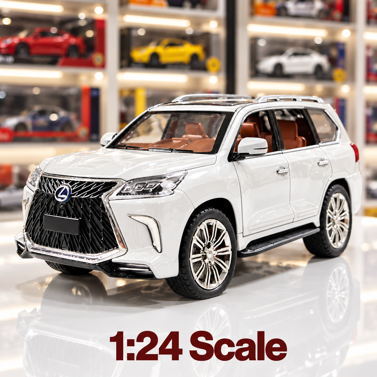 White Lexus LX570 1:24 die-cast, side view