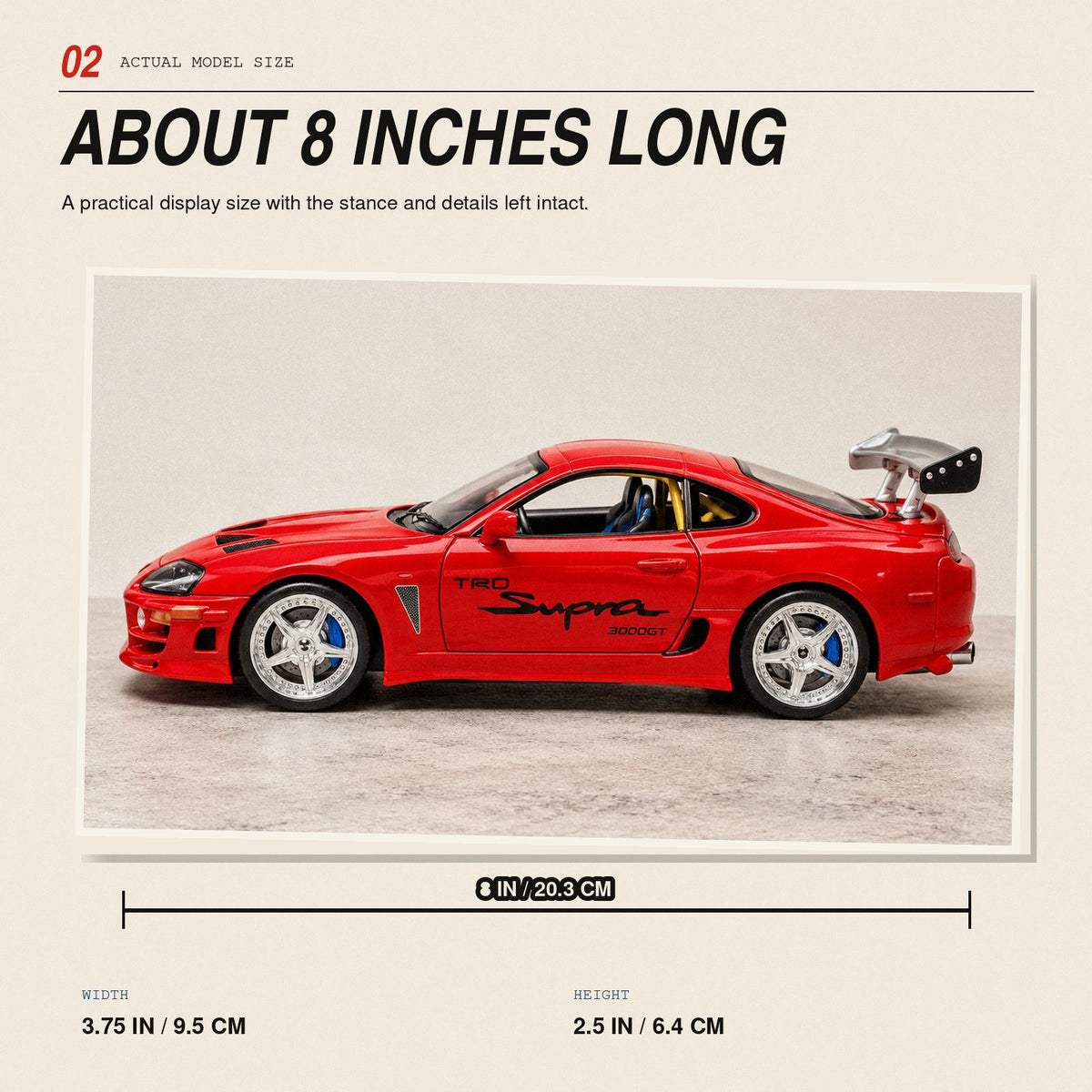 Toyota Supra MK4 1:24 die-cast model in red, photo 2