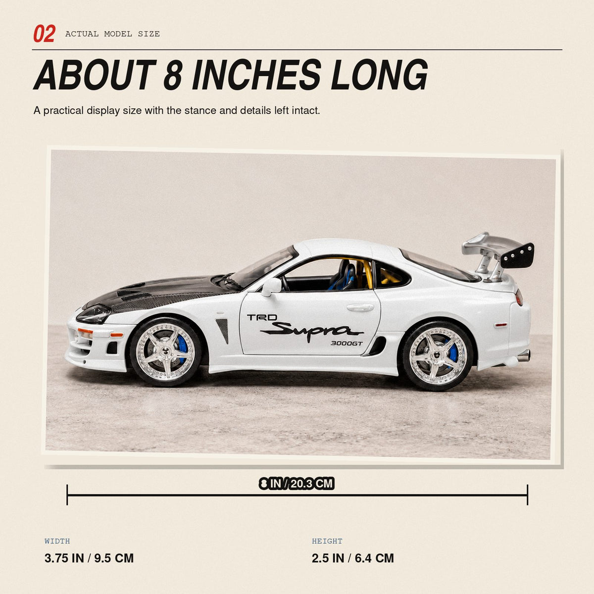 Toyota Supra MK4 1:24 die-cast model in white, photo 2