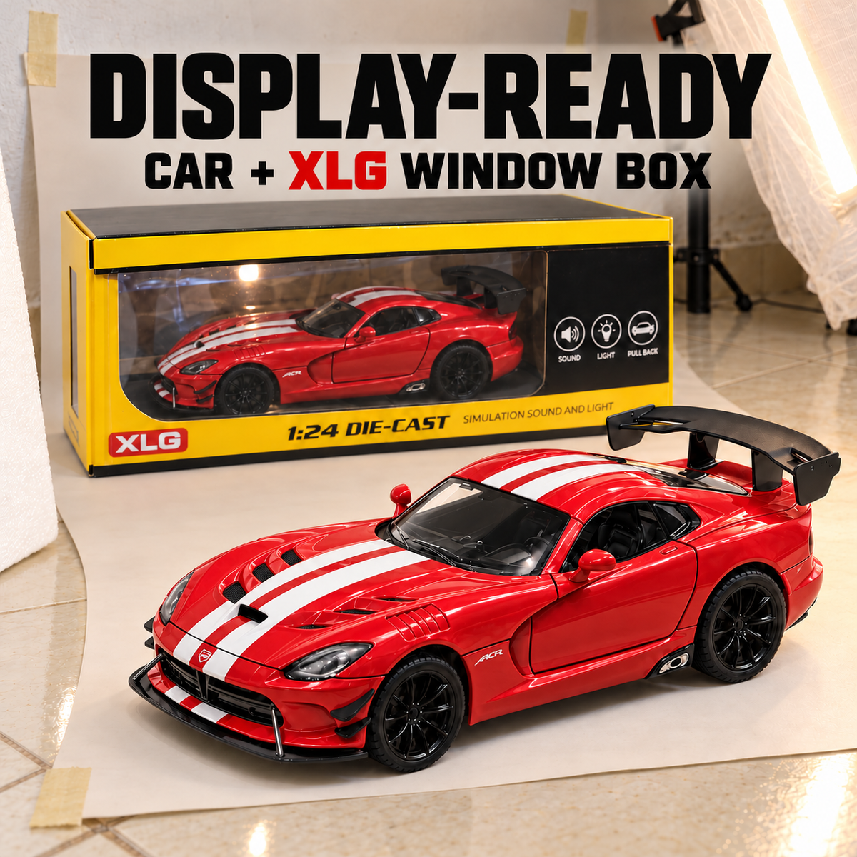 Dodge Viper ACR | 1:24 Collector Die-Cast | Red with White Stripes