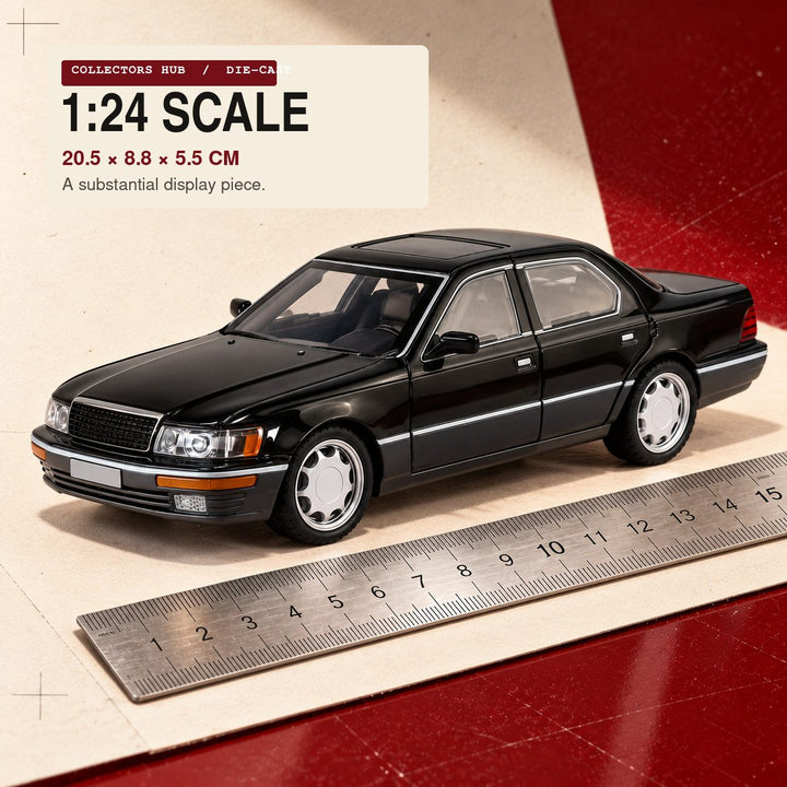 Lexus LS400 1:24 die-cast model in black, front view