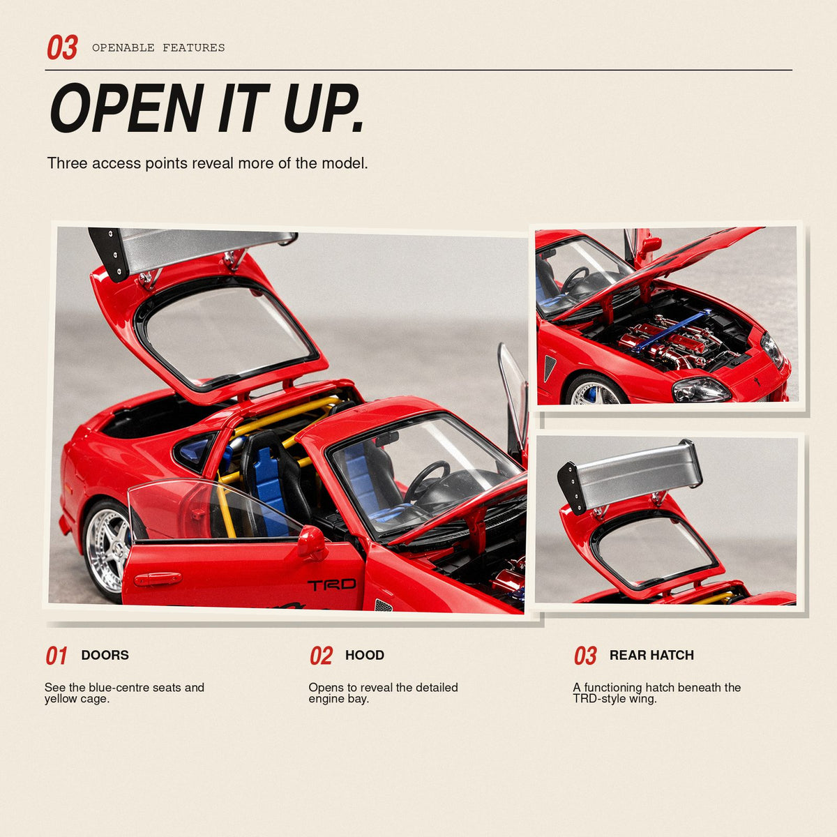 Toyota Supra MK4 1:24 die-cast model in red, photo 3