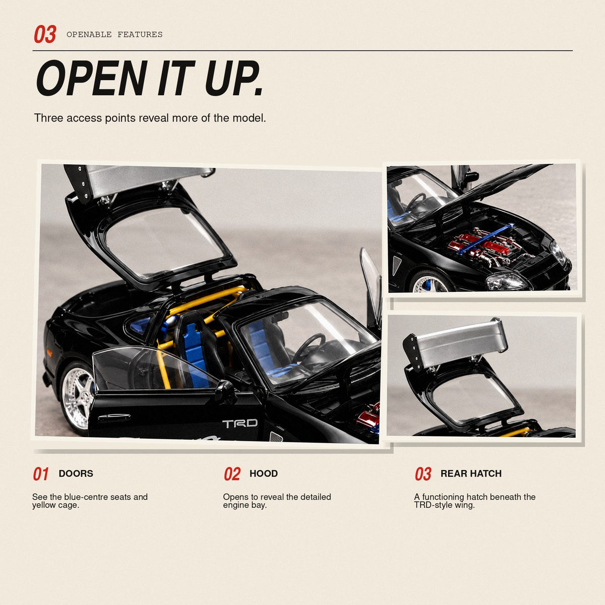 Toyota Supra MK4 1:24 die-cast model in black, photo 3