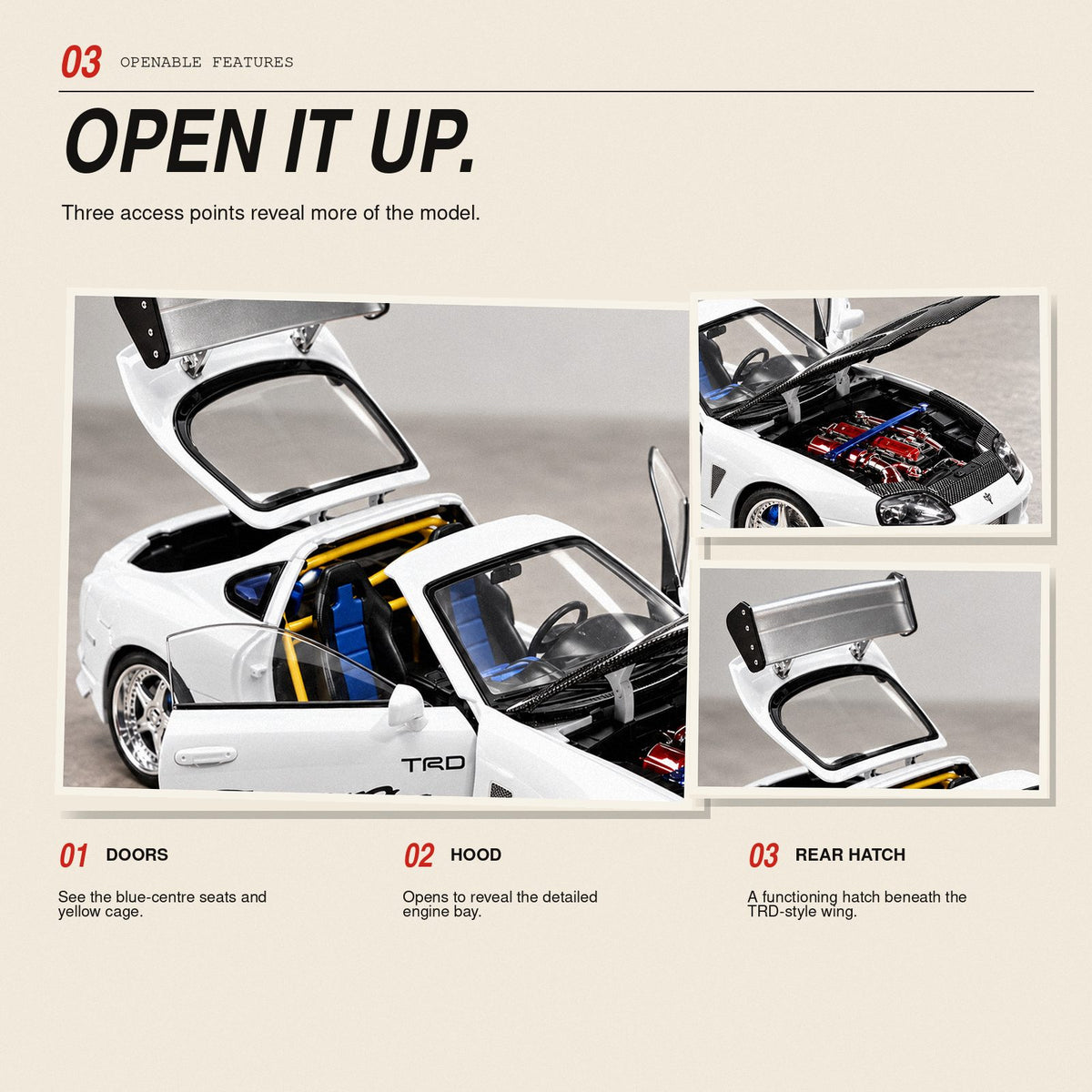 Toyota Supra MK4 1:24 die-cast model in white, photo 3