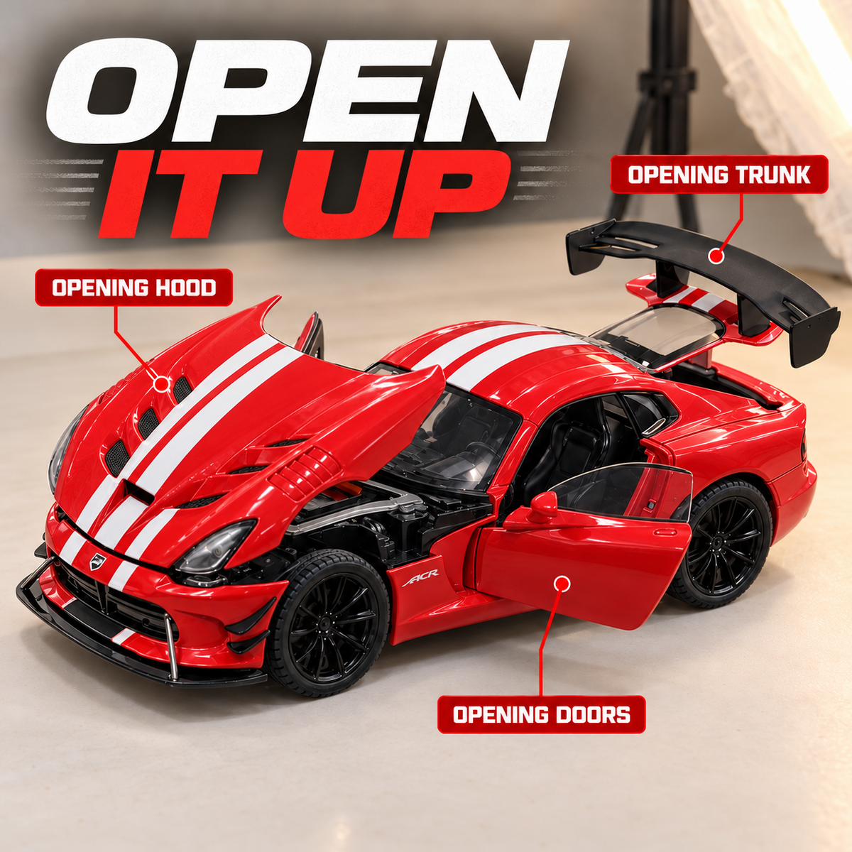 Dodge Viper ACR | 1:24 Collector Die-Cast | Red with White Stripes