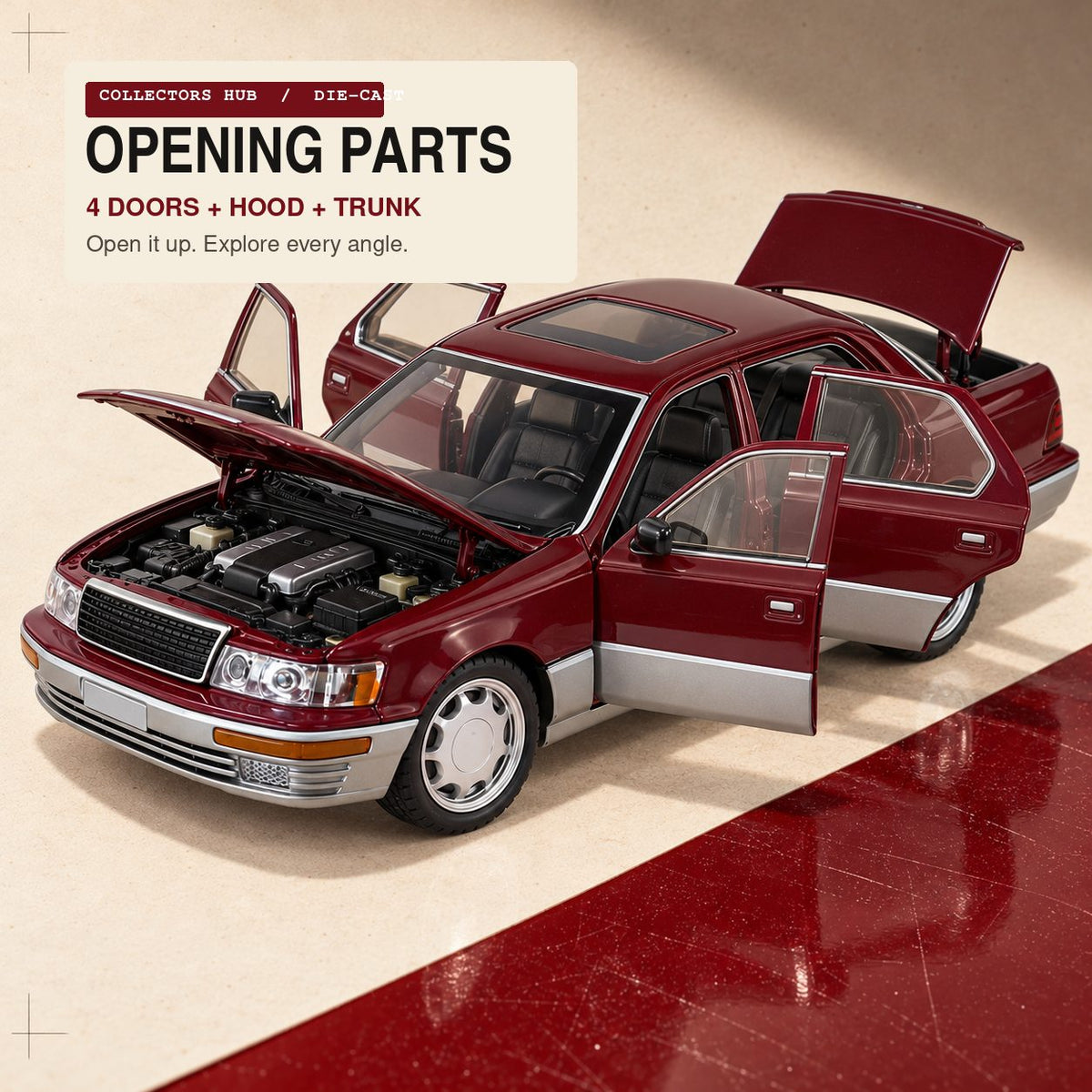 Lexus LS400 1:24 die-cast model in maroon, photo 2