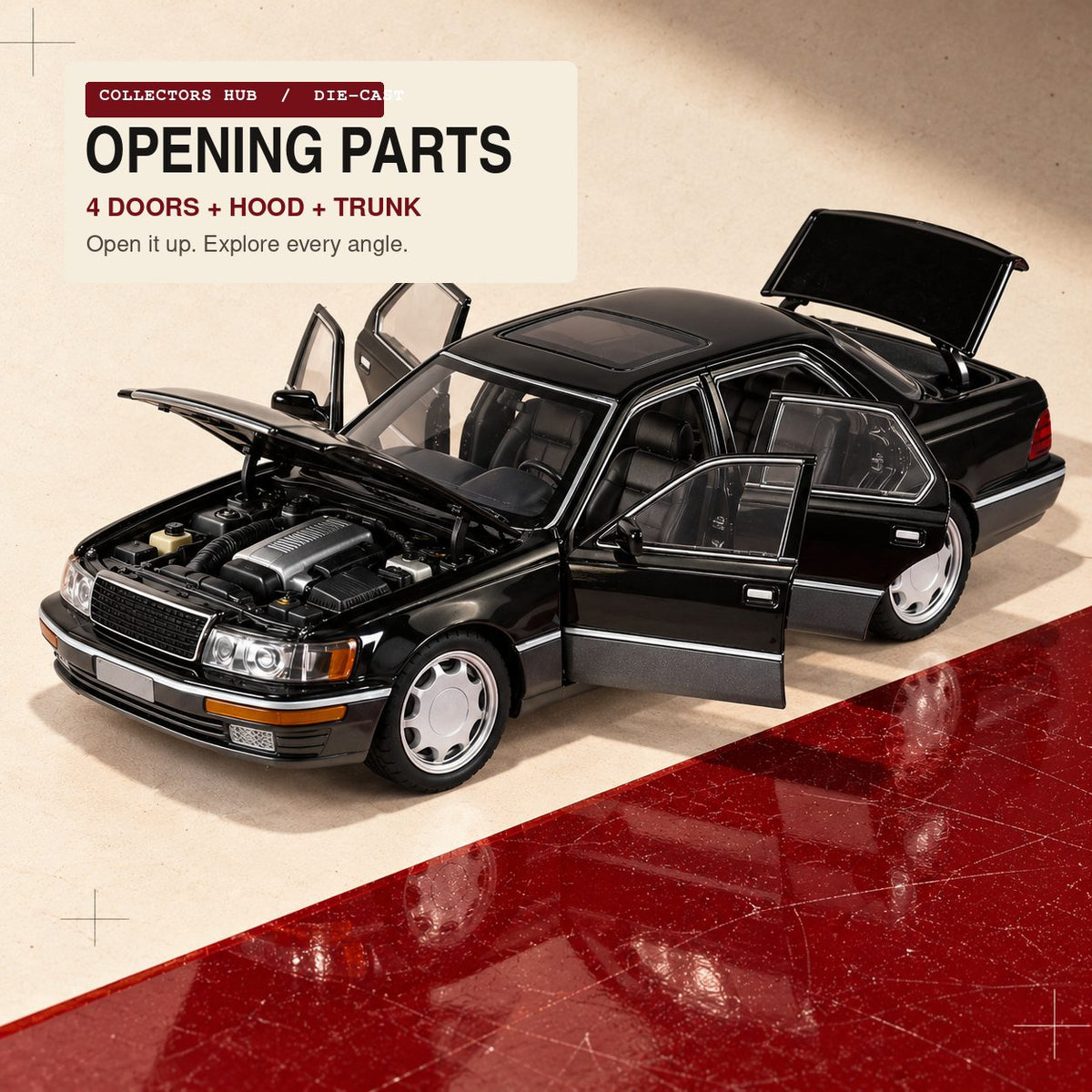 Lexus LS400 1:24 die-cast model in black, photo 2