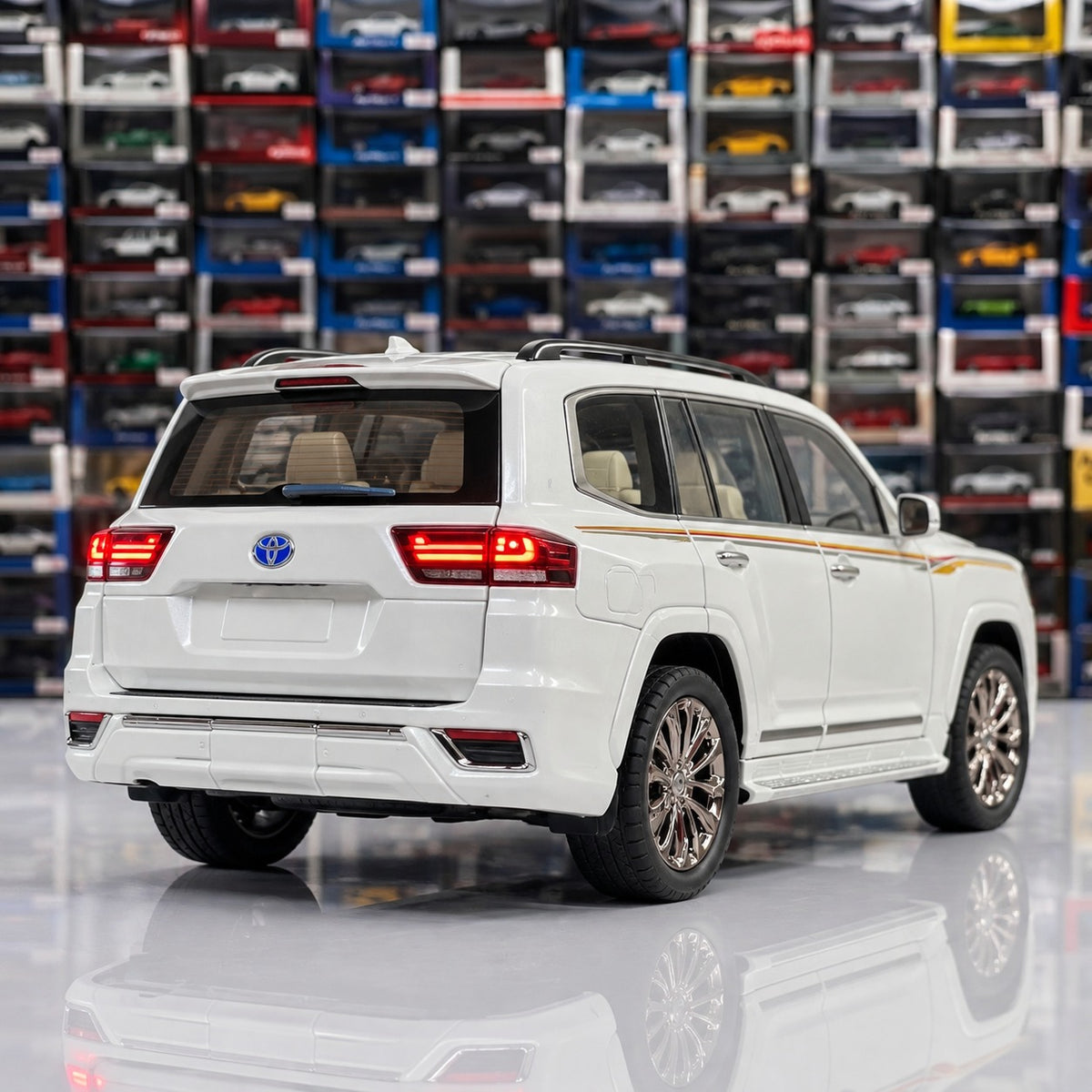 Rear view of the Toyota Land Cruiser LC300 die-cast model with detailed tail lights