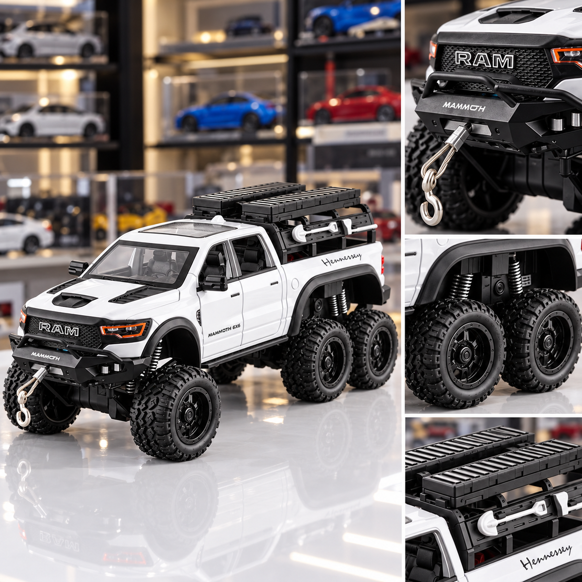 White Ram Mammoth 6x6 1:24 die-cast, rear view