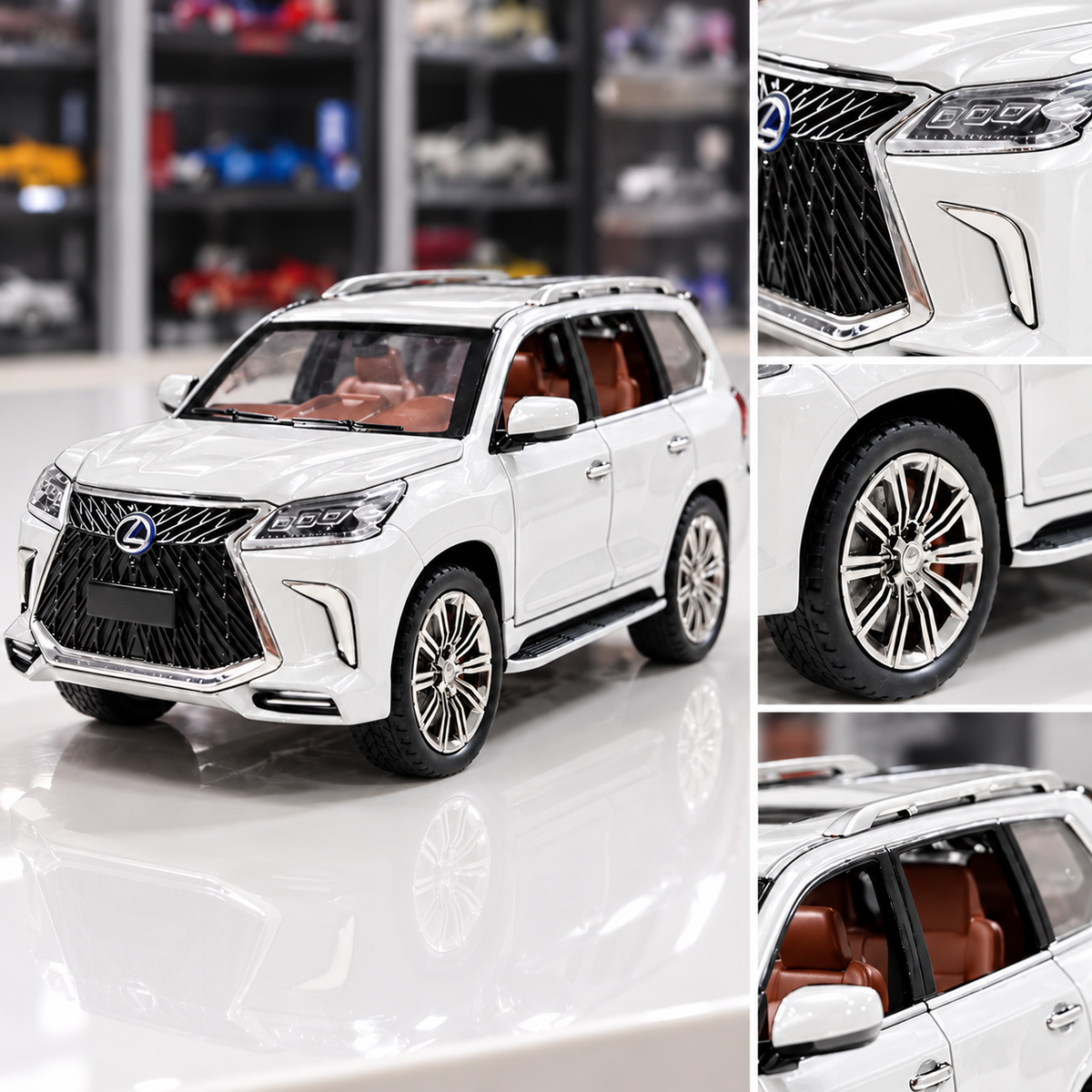 White Lexus LX570 1:24 die-cast, rear view