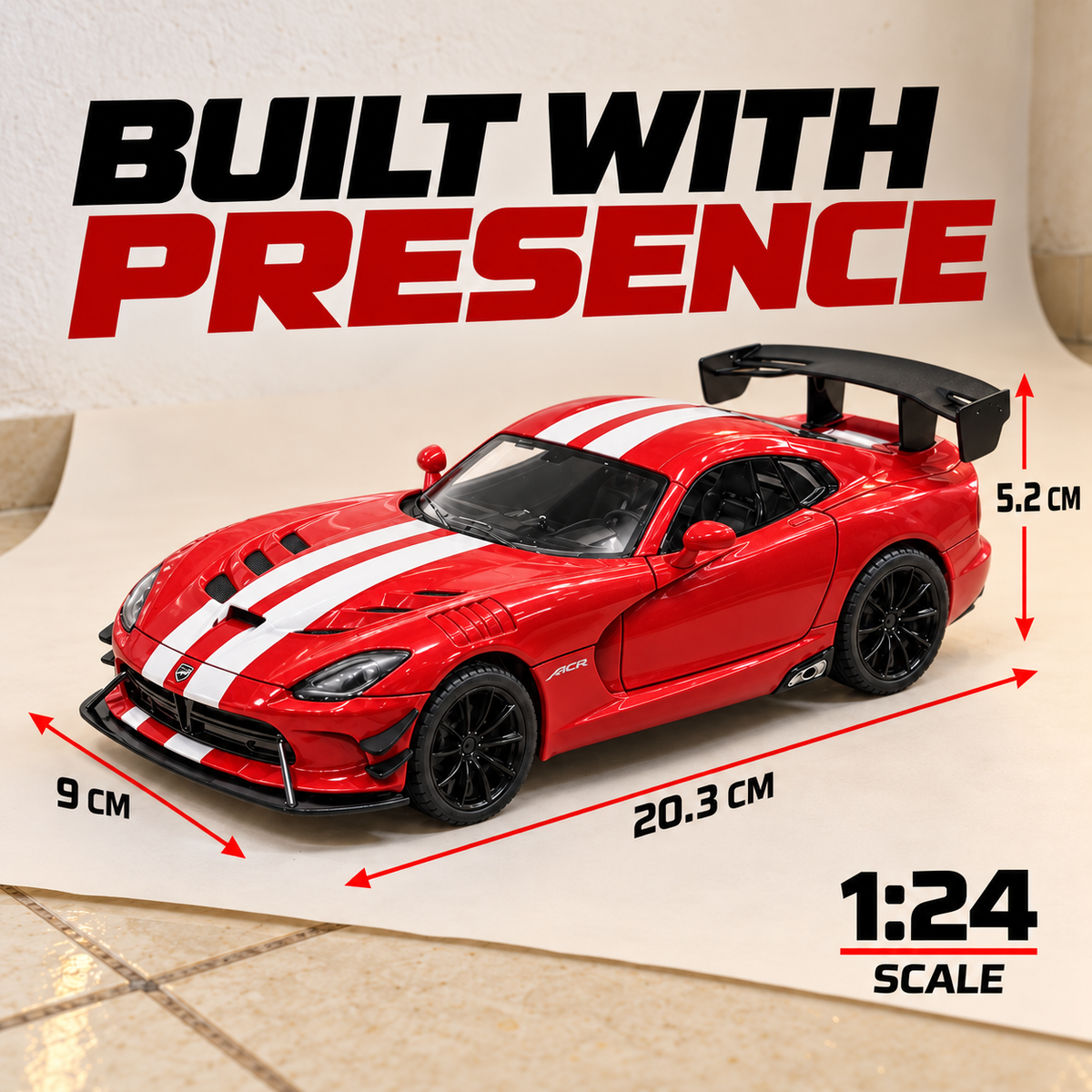 Dodge Viper ACR | 1:24 Collector Die-Cast | Red with White Stripes