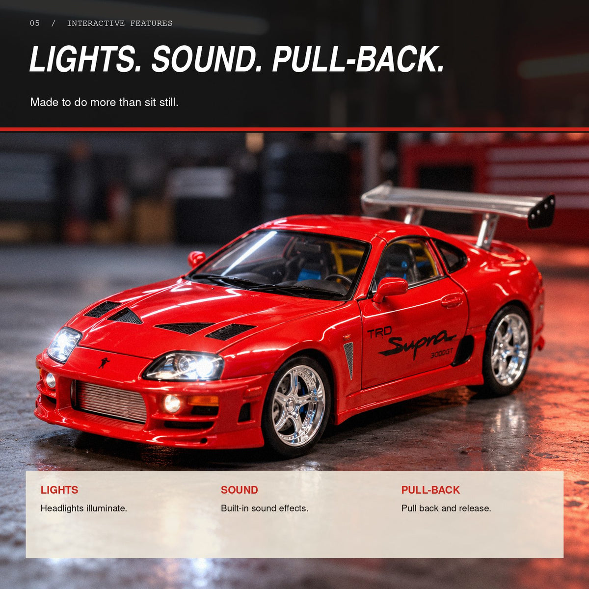 Toyota Supra MK4 1:24 die-cast model in red, photo 5