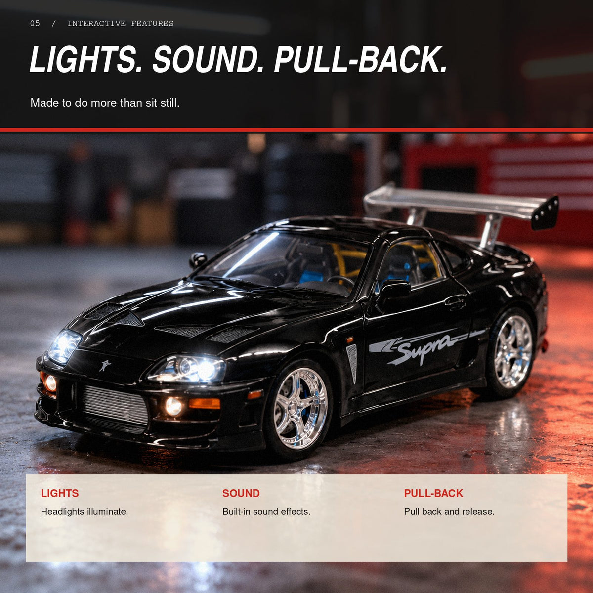 Toyota Supra MK4 1:24 die-cast model in black, photo 5