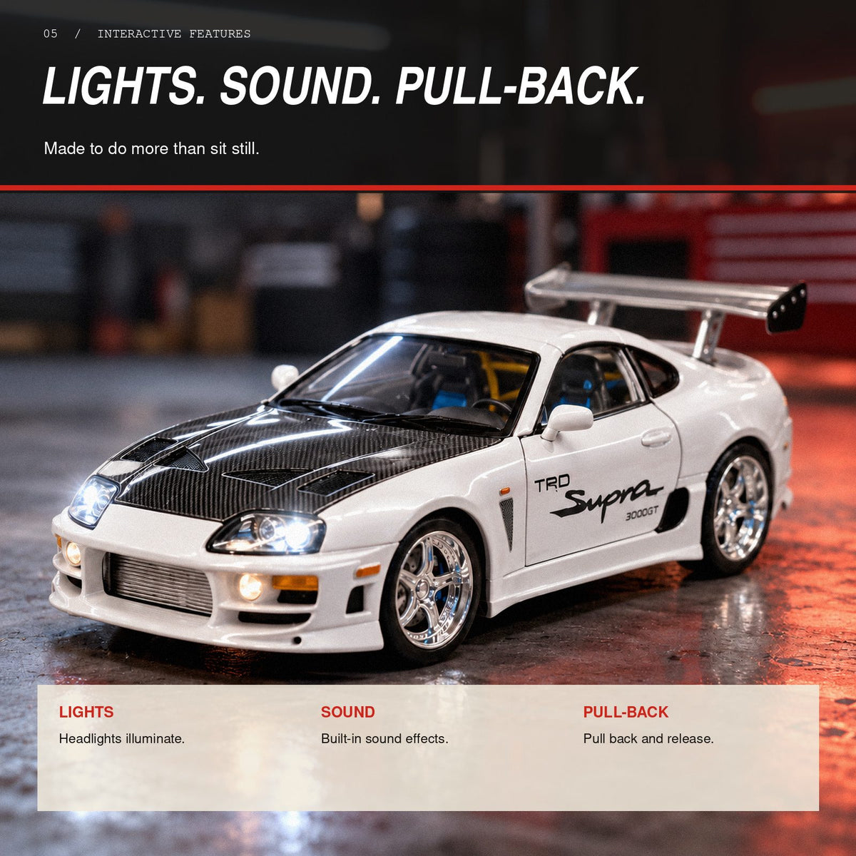 Toyota Supra MK4 1:24 die-cast model in white, photo 5