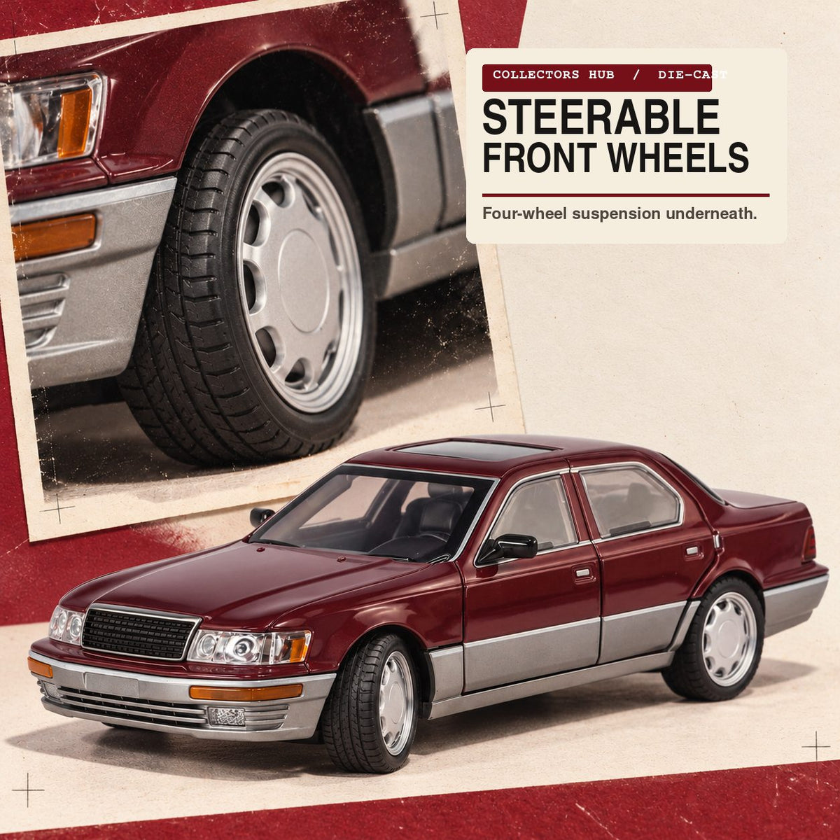 Lexus LS400 1:24 die-cast model in maroon, photo 4