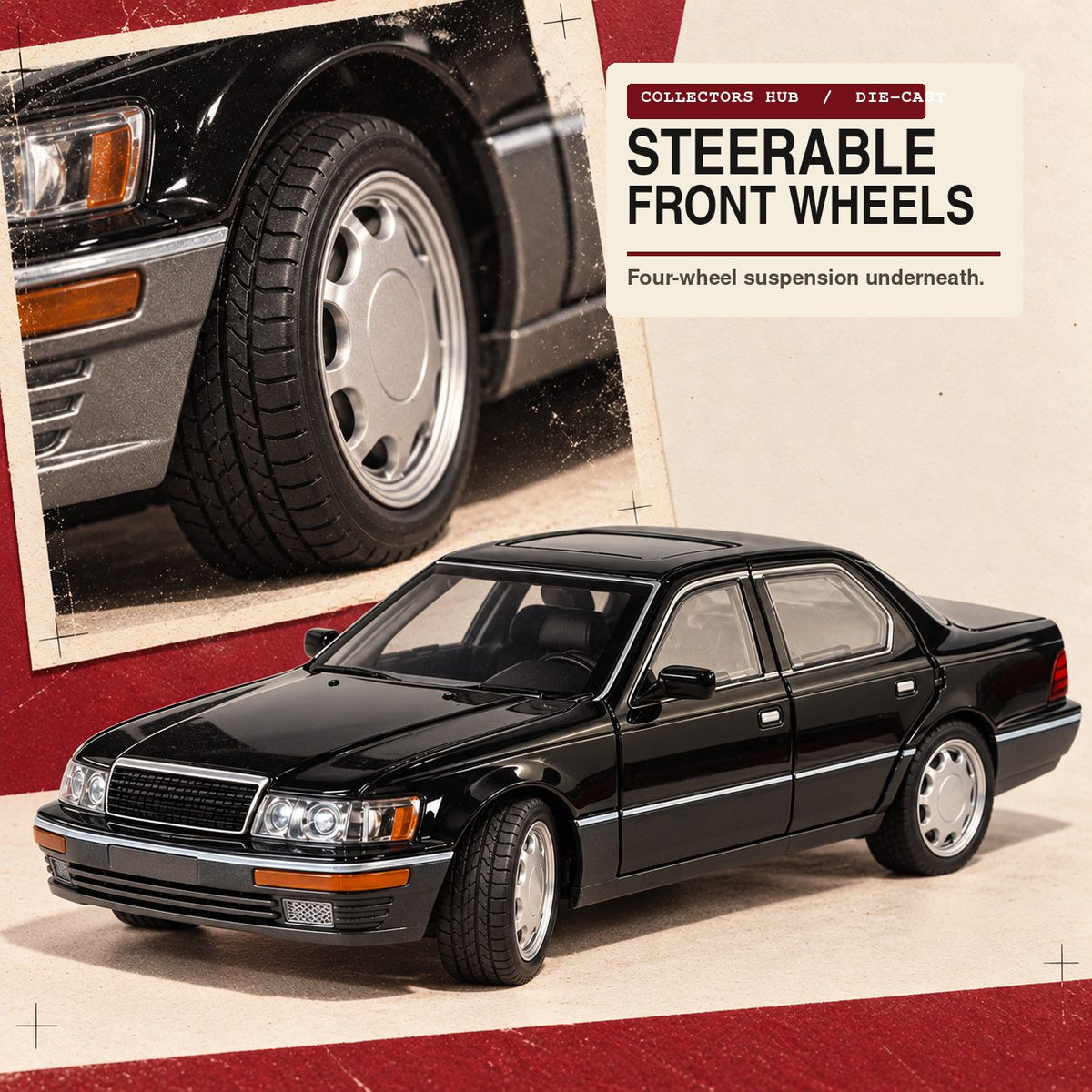 Lexus LS400 1:24 die-cast model in black, photo 4