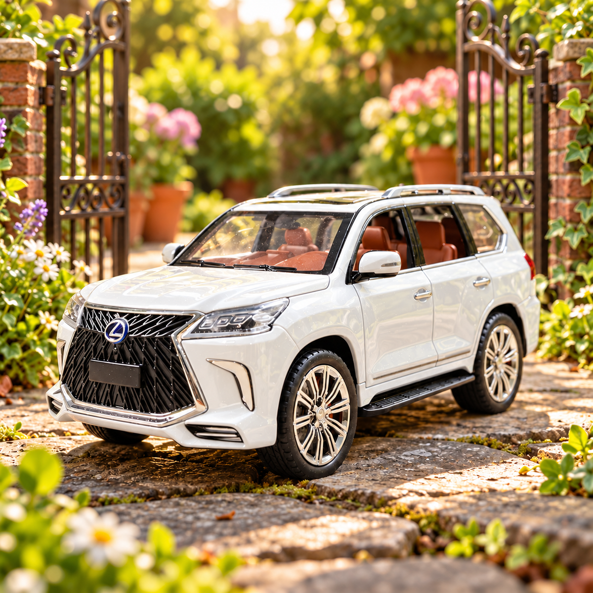 White Lexus LX570 1:24 die-cast, three-quarter view
