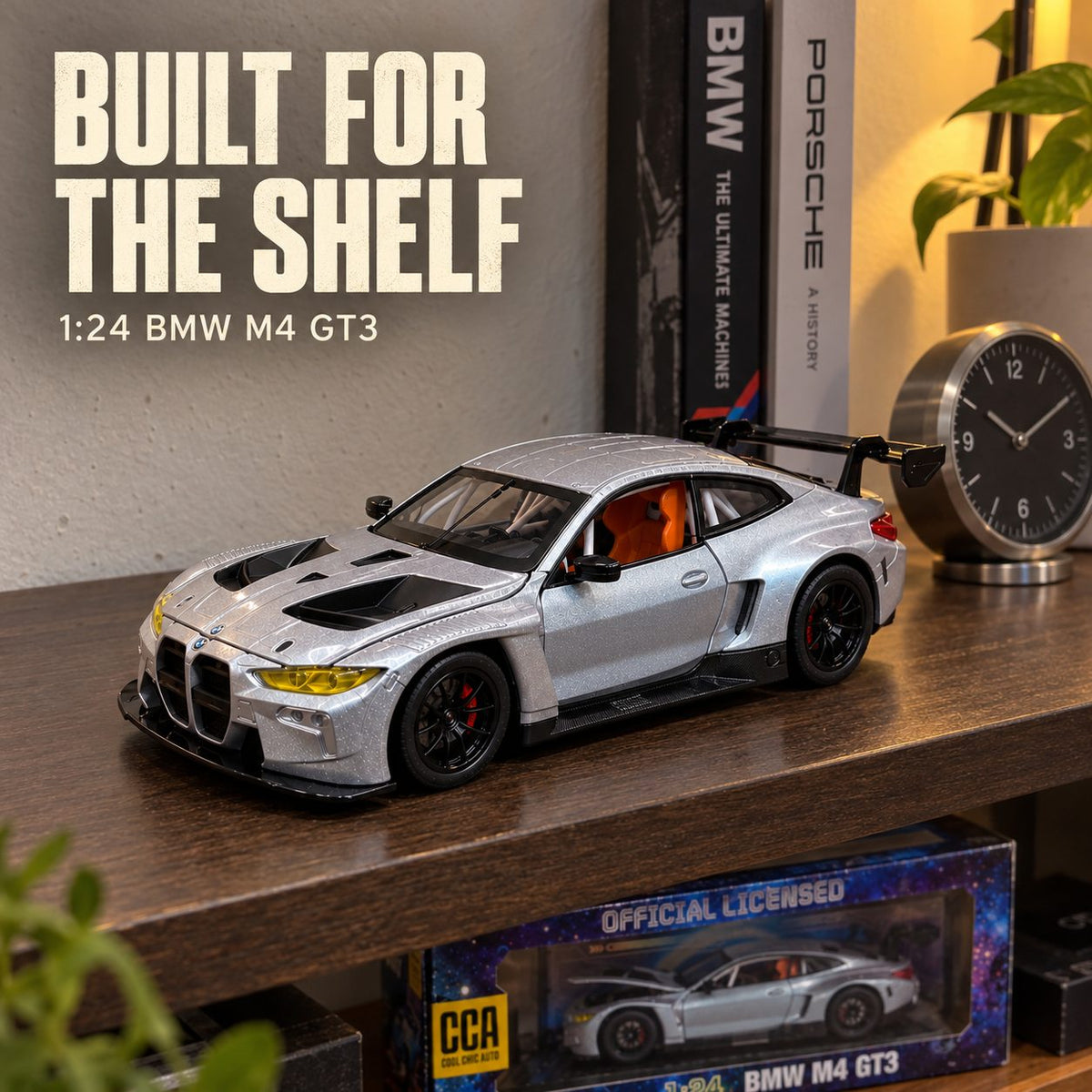 BMW M4 GT3 1:24 die-cast model in silver, photo 6