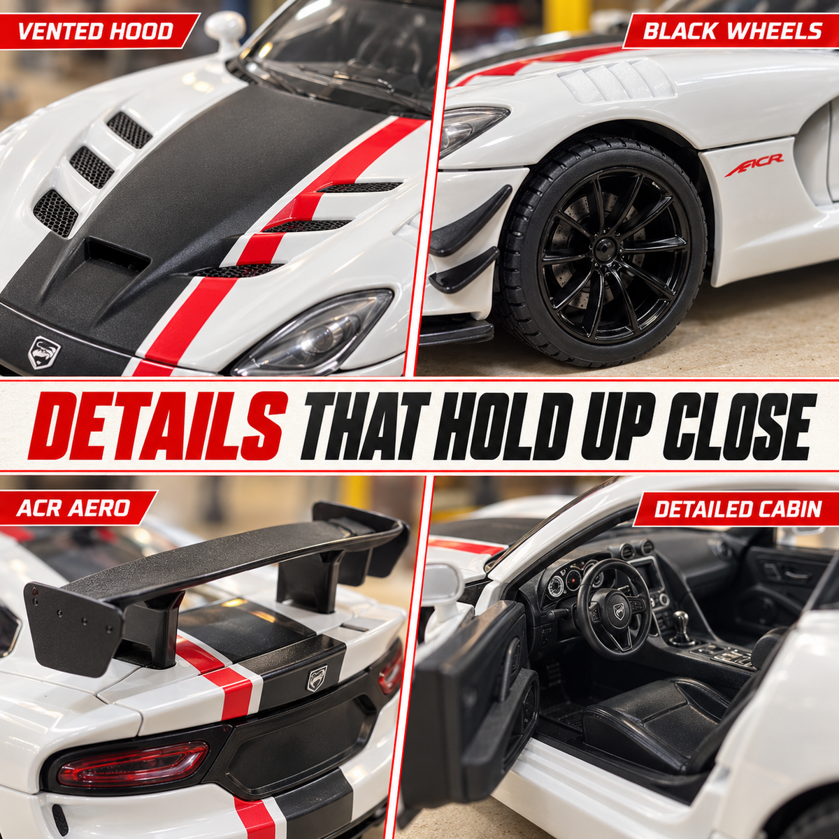 Dodge Viper ACR | 1:24 Collector Die-Cast | White with Black and Red Stripe
