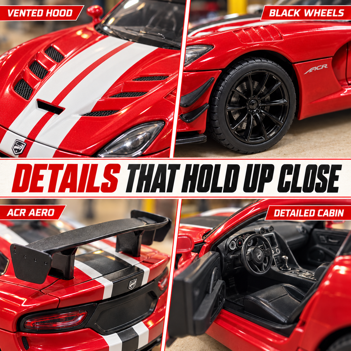 Dodge Viper ACR | 1:24 Collector Die-Cast | Red with White Stripes