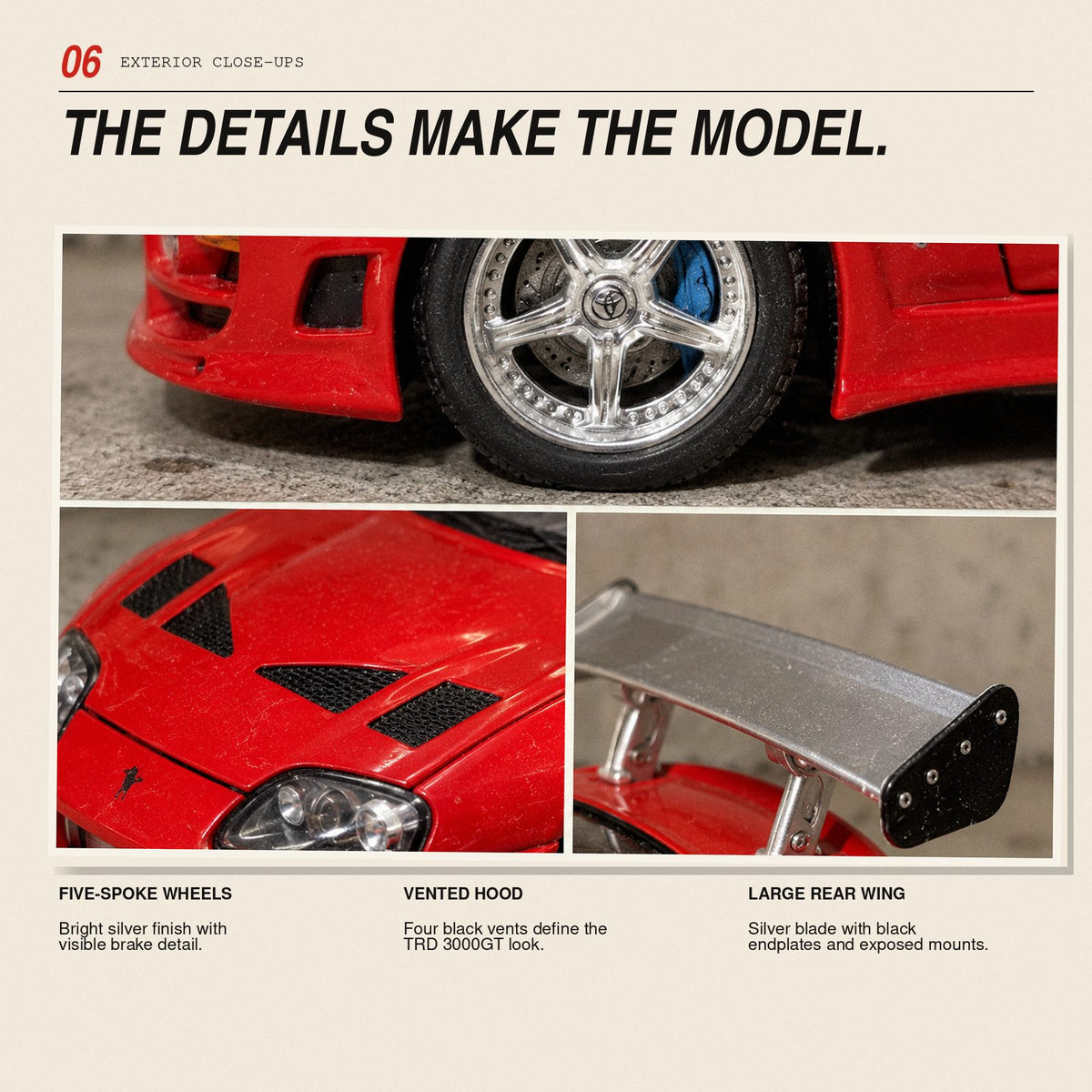 Toyota Supra MK4 1:24 die-cast model in red, photo 6
