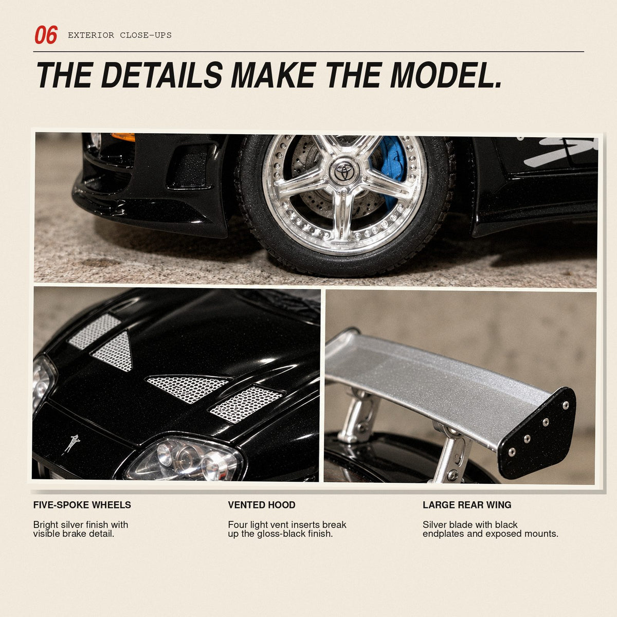 Toyota Supra MK4 1:24 die-cast model in black, photo 6
