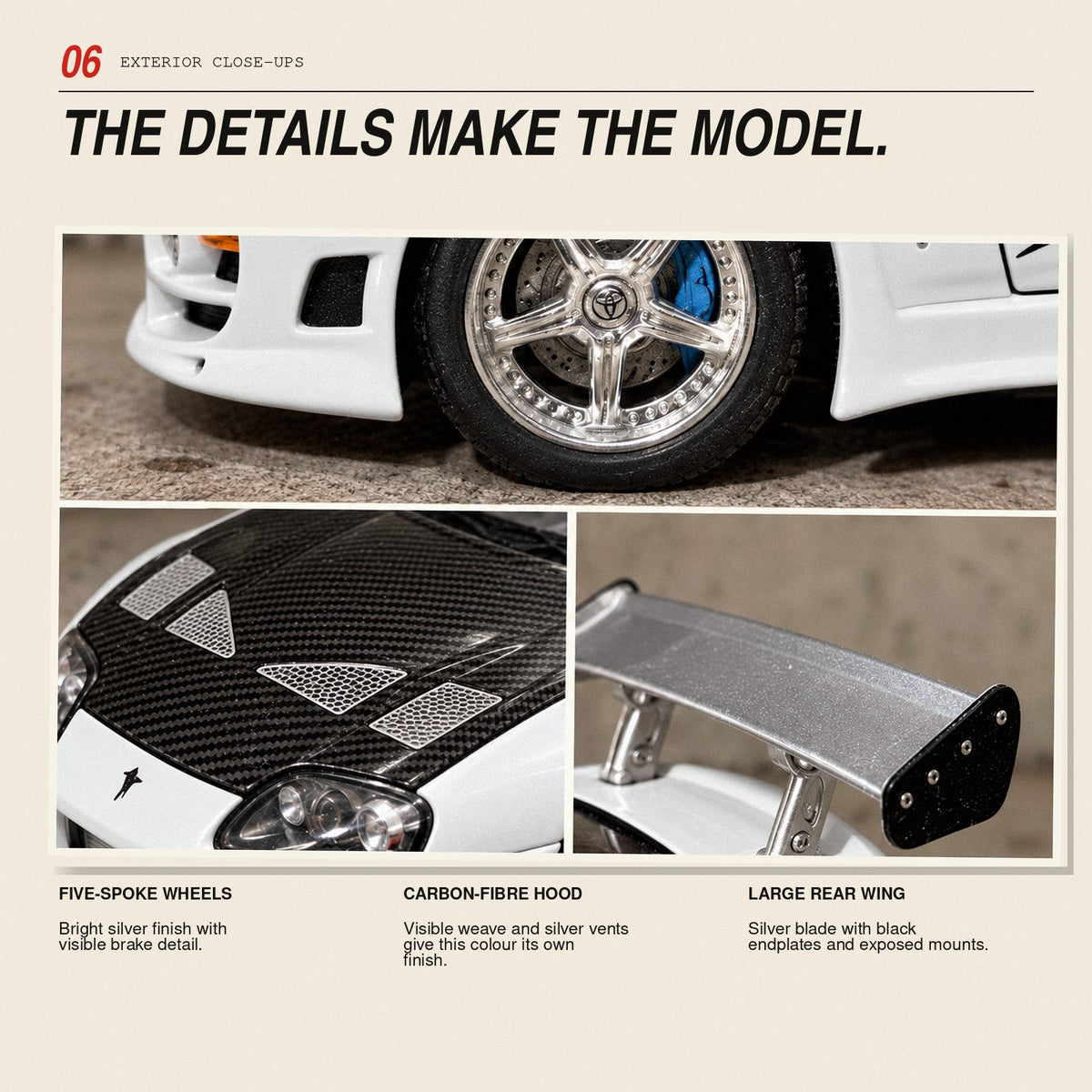 Toyota Supra MK4 1:24 die-cast model in white, photo 6