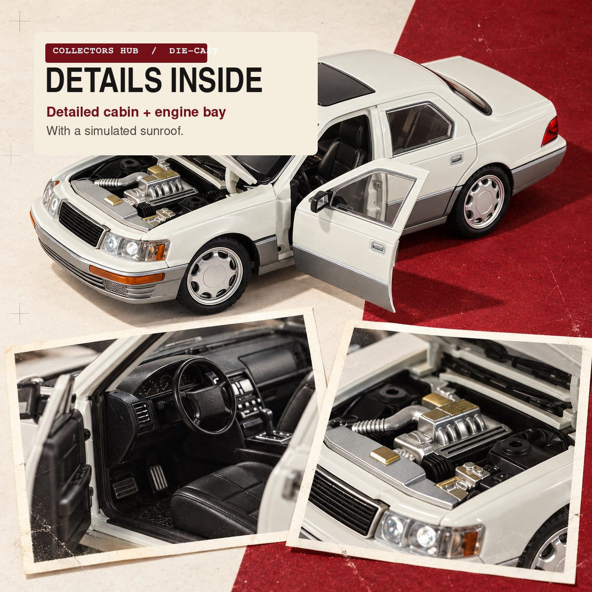 Lexus LS400 1:24 die-cast model in white, photo 4