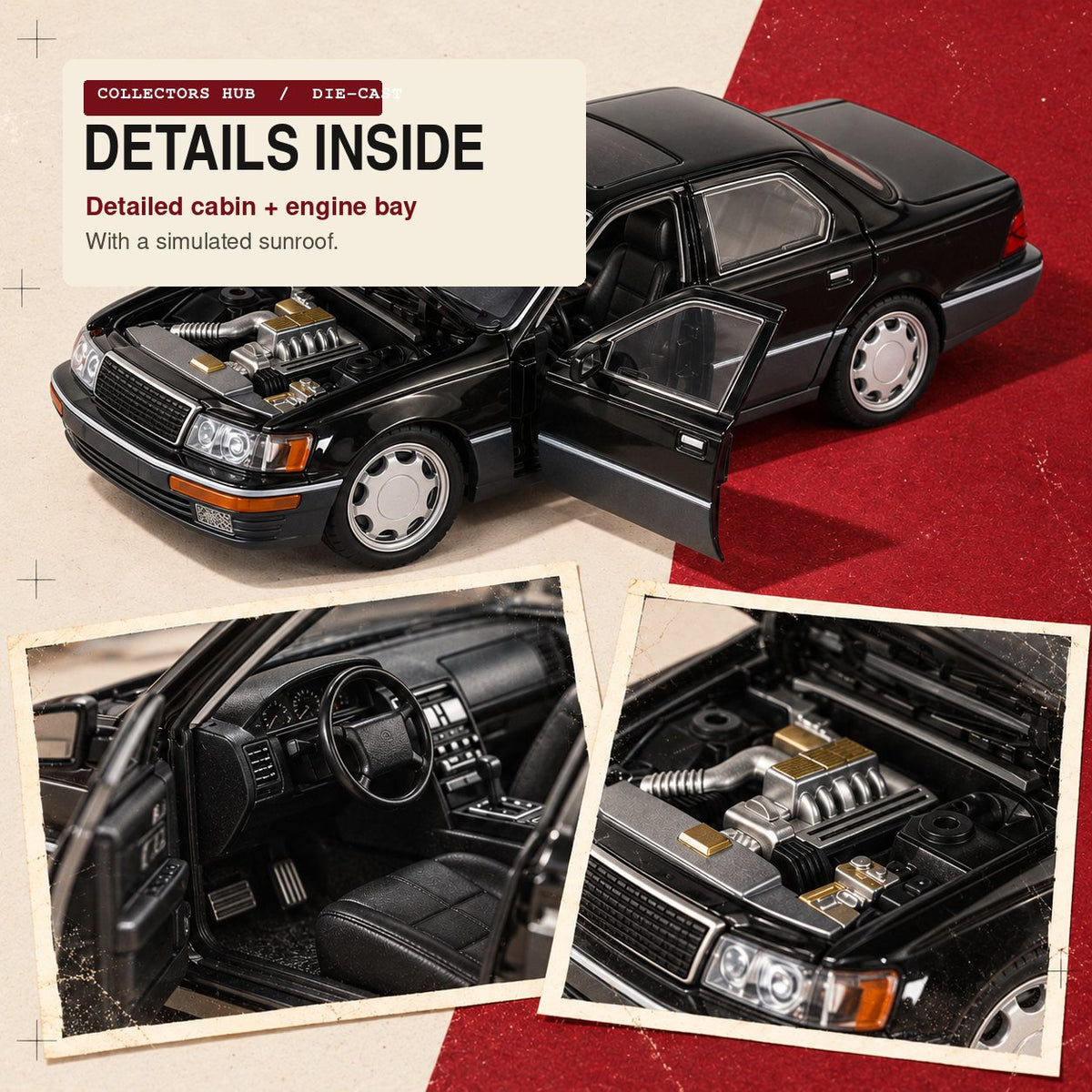 Lexus LS400 1:24 die-cast model in black, photo 5