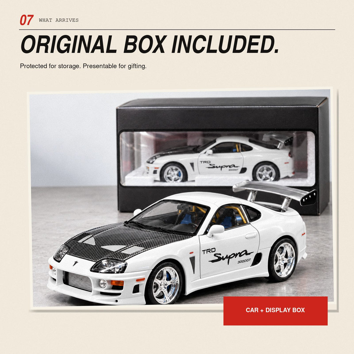 Toyota Supra MK4 1:24 die-cast model in white, photo 7