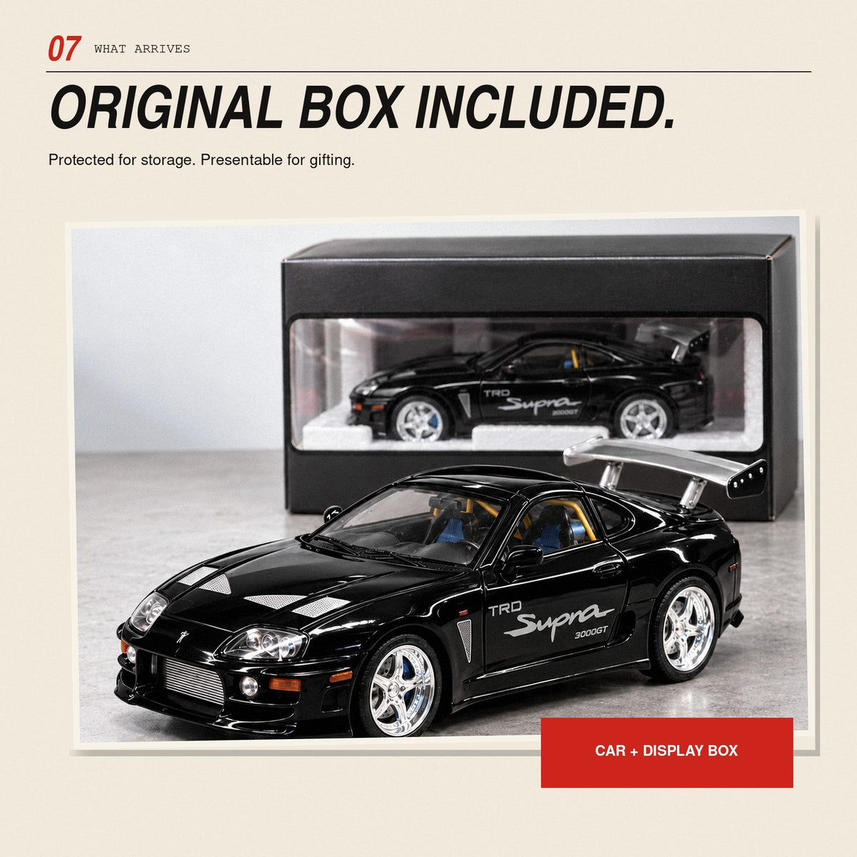 Toyota Supra MK4 1:24 die-cast model in black, photo 7