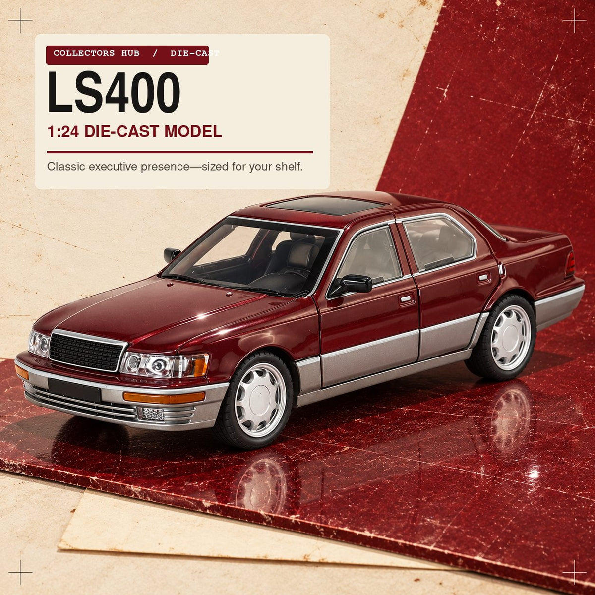 Lexus LS400 1:24 die-cast model in maroon, photo 6