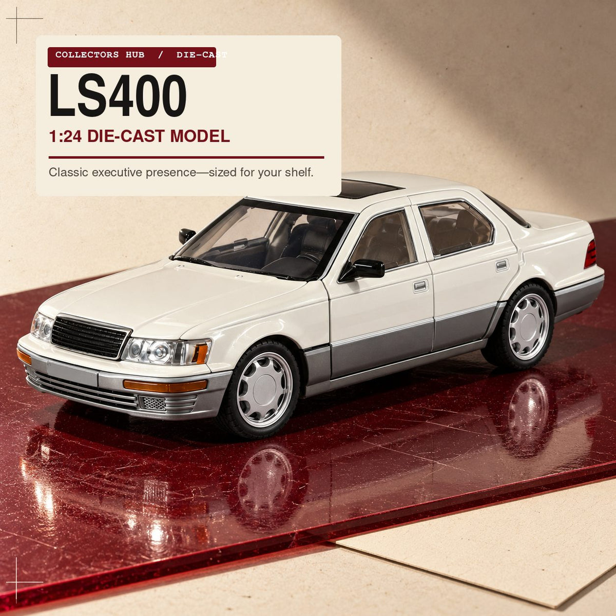 Lexus LS400 1:24 die-cast model in white, photo 5