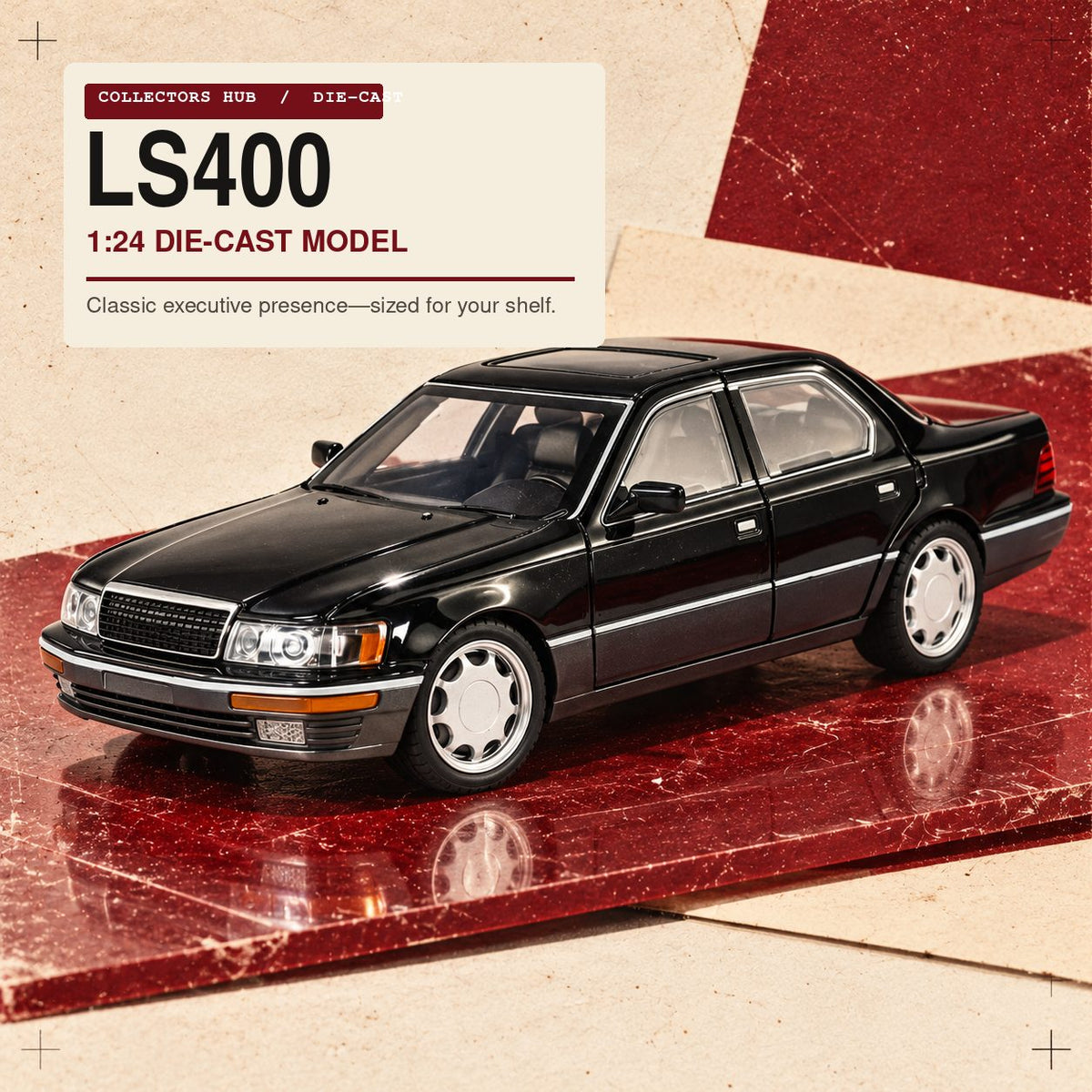 Lexus LS400 1:24 die-cast model in black, photo 6