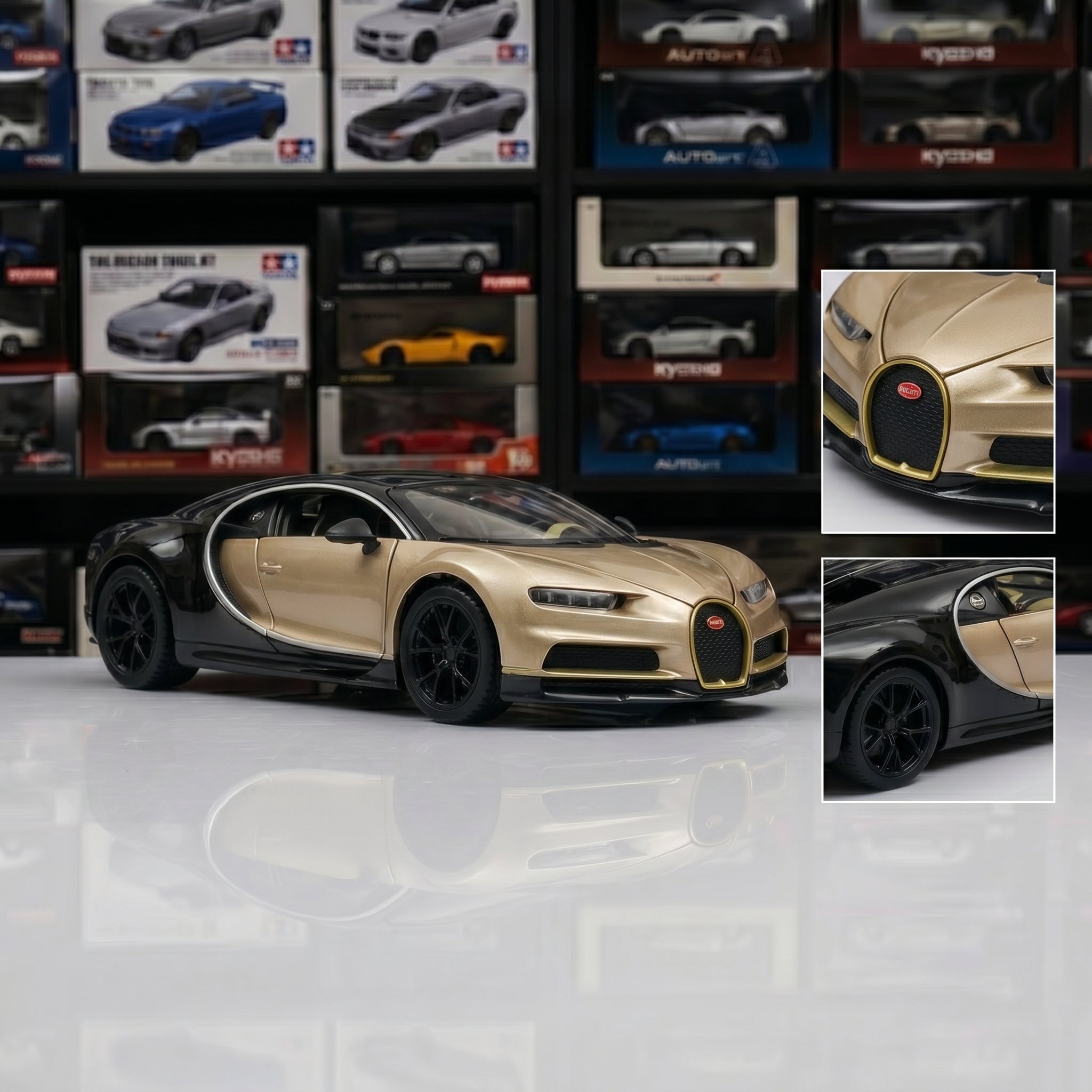Bugatti Tourbillon | 1:24 Collector Die-Cast | Gold and Black Finish
