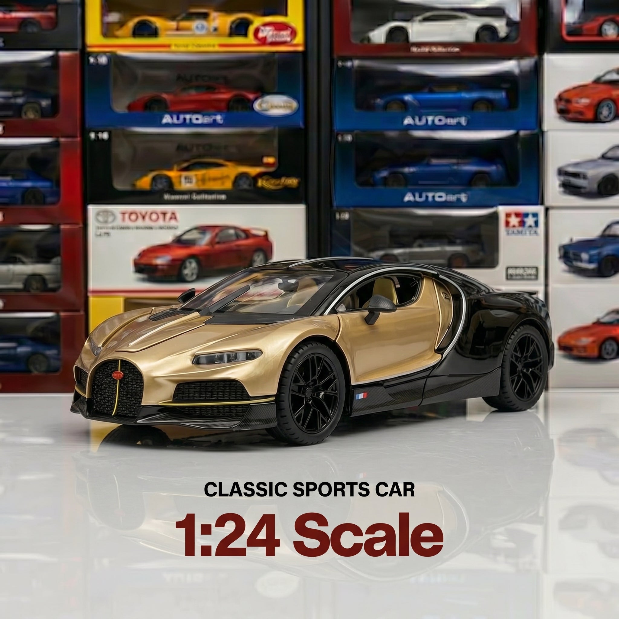 Bugatti Tourbillon | 1:24 Collector Die-Cast | Gold and Black Finish
