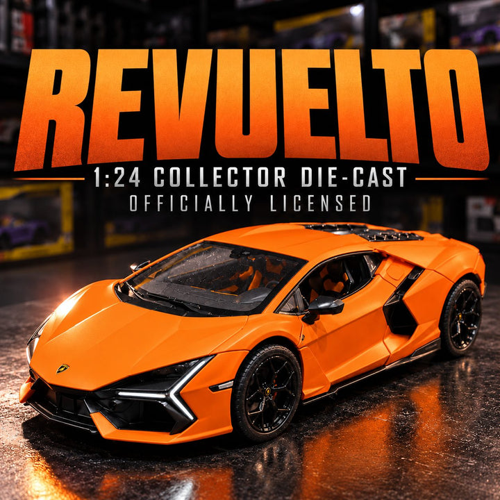 Lamborghini Revuelto 1:24 die-cast Glossy Orange - poster hero