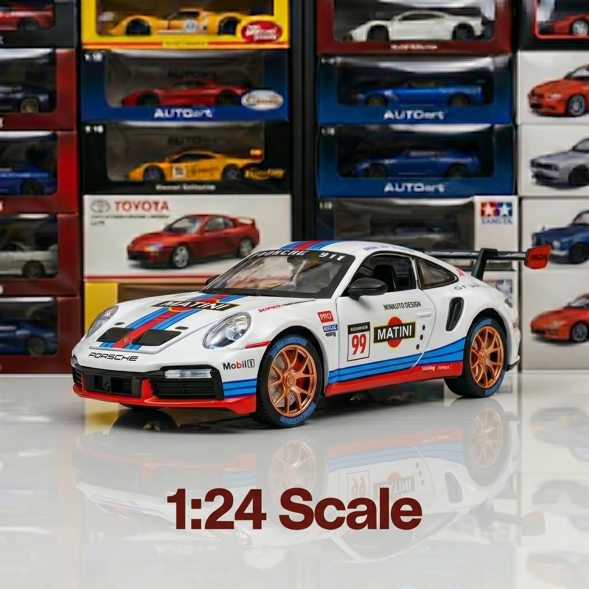 Porsche 911 GTR Martini Racing | 1:24 Collector Die-Cast | White - Martini Racing Tribute Finish