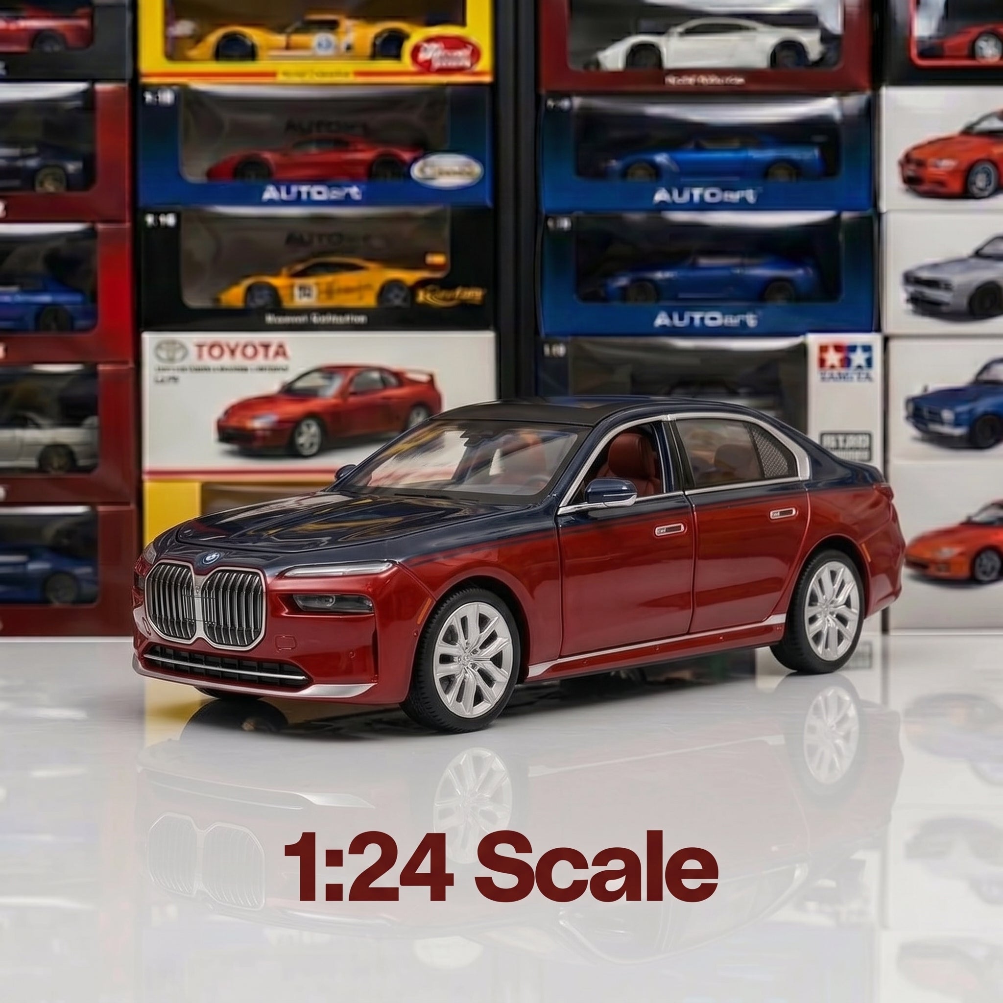 BMW i7 X-Drive | 1:24 Collector Die-Cast | Red - 2 Tone Finish