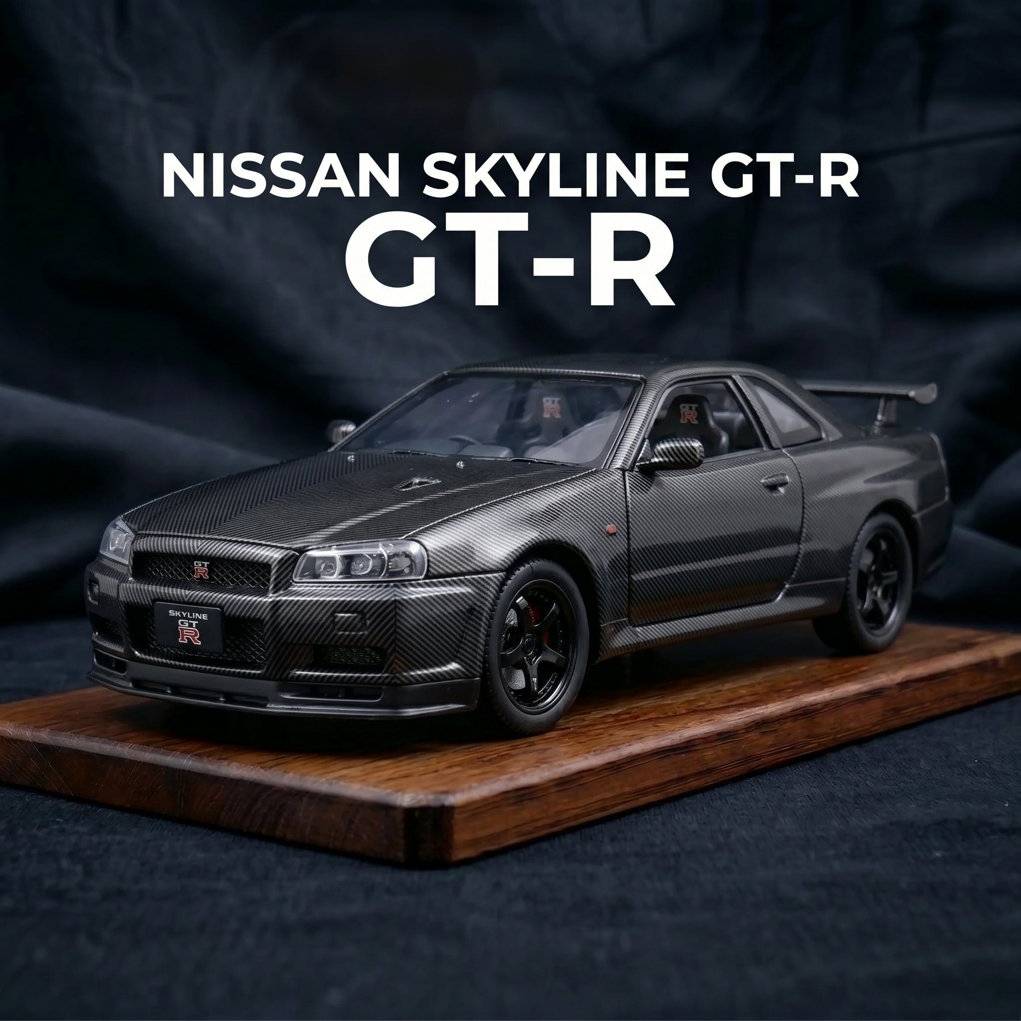 Nissan GTR R34 | 1:24 Collector Die-Cast | Carbon Fiber Finish
